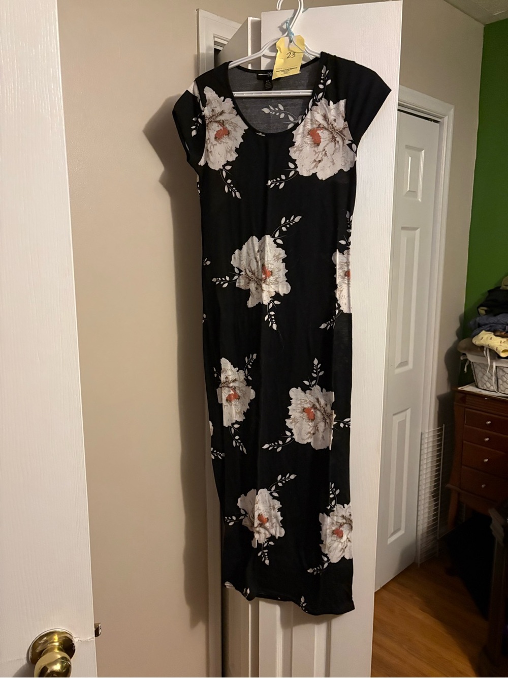 Black Floral Maxi Dress with Scoop Neck
